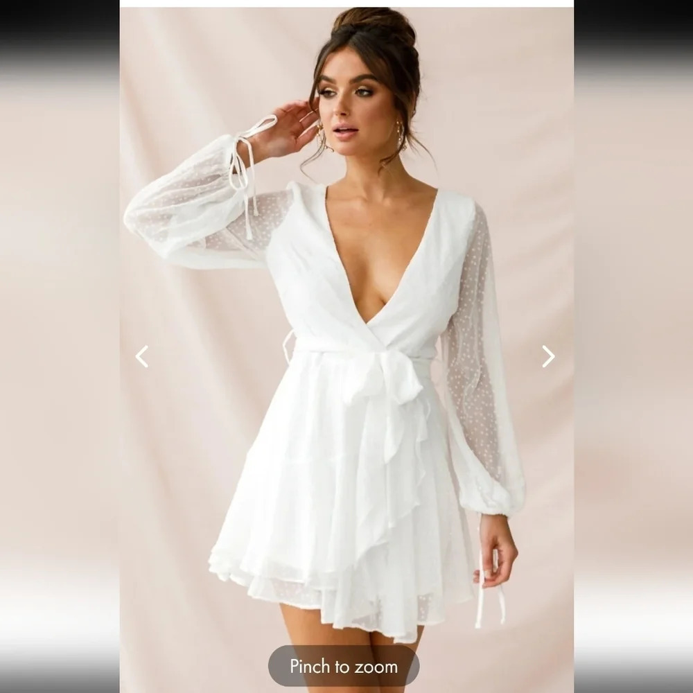 Selfie Leslie Shari Hill Spot Chiffon Dress in white